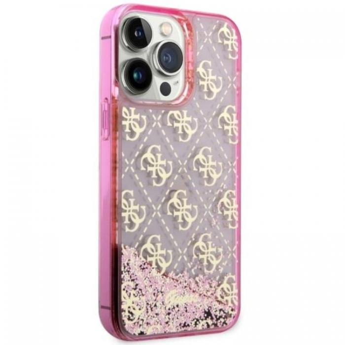 Guess - Guess iPhone 14 Pro Max Mobilskal Liquid Glitter 4G - Rosa