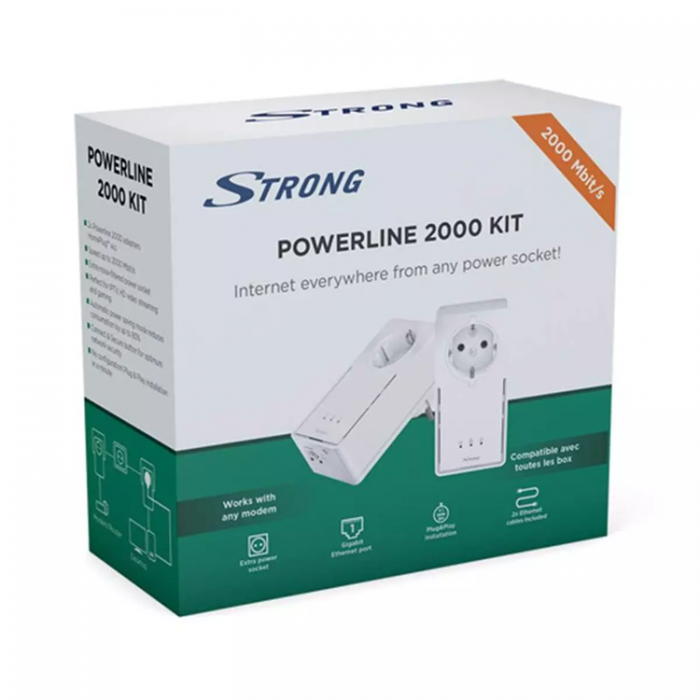 Strong - Strong Powerline 2000 Kit Hem Internet Plug - Vit