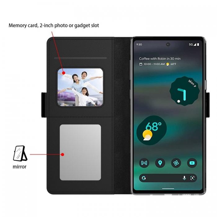 A-One Brand - Google Pixel 6a Plnboksfodral Mirror Ultra Slim - Svart