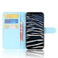 A-One Brand - Litchi Plånboksfodral till iPhone XS / X - Blå