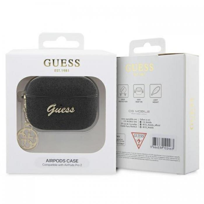 Guess - Guess Airpods Pro 2 Skal Glitter Flake 4G Charm - Svart