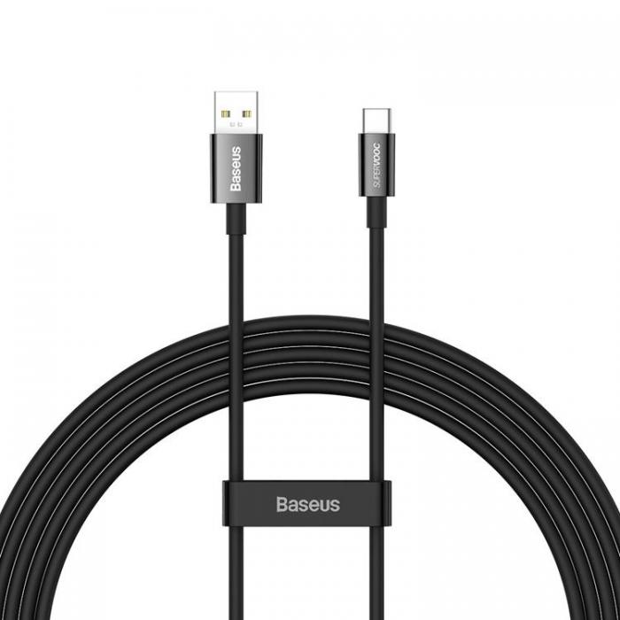 BASEUS - Baseus Superior SUPERVOOC USB-A till USB-C Kabel 65W 1m - Svart