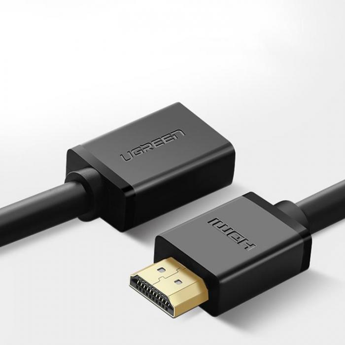 Ugreen - Ugreen HDMI Hane Till HDMI Hona 2.0 Kabel 4K 1m - Svart