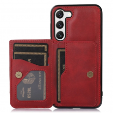 Taltech - Galaxy S23 Mobilskal Korthållare Kickstand Magnetiskt - Röd