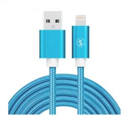 SiGN - SiGN USB till Lightning Kabel, 2.1A, 2m, Nylon - Blå