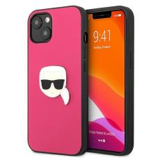 KARL LAGERFELD - Karl Lagerfeld Läder Ikonik Karl`s Head Metal Skal iPhone 13 mini - Rosa