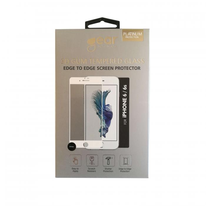 UTGATT1 - GEAR Hrdat Glas 3D Gum Full Cover Vit iPhone 6