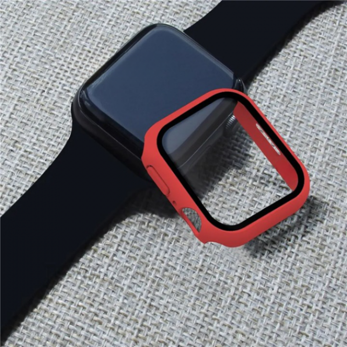 A-One Brand - 2-i-1 Skal med Hdat glas Apple Watch 7/8 (45mm) - Rd