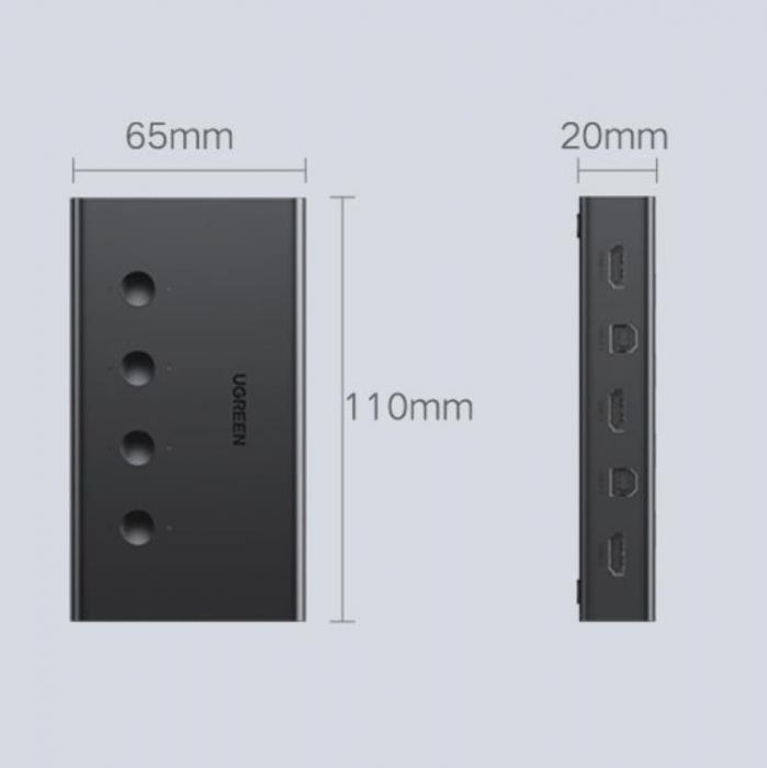 Ugreen - Ugreen 4-Portars HDMI KVM Switch - Svart