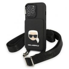 KARL LAGERFELD - Karl Lagerfeld iPhone 13 Pro Halsbandsskal Saffiano Metal Karl's Head