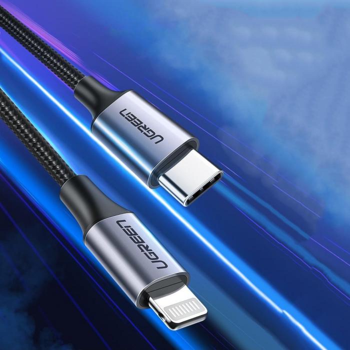 UTGATT5 - UGreen USB Type C lightning MFI Kabel 1 m 3 A 36 W Silver