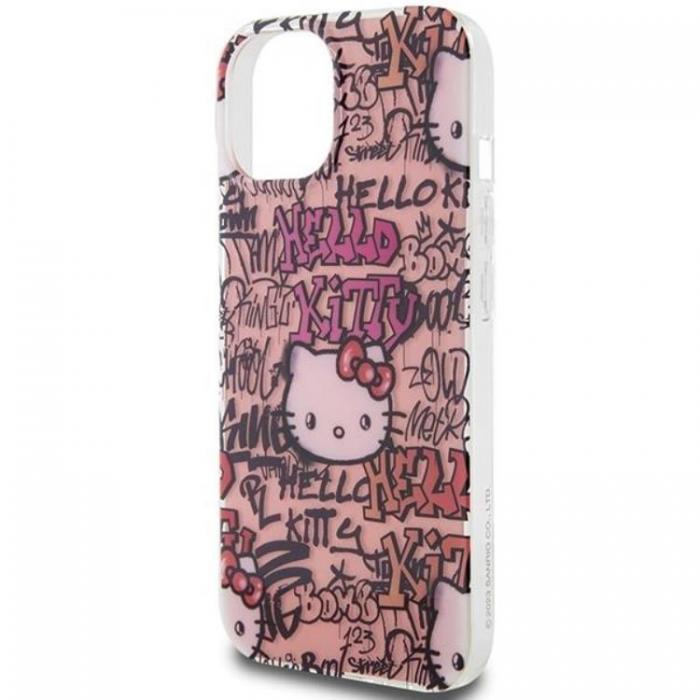 Hello Kitty - Hello Kitty iPhone 15 Mobilskal IML Tags Graffiti - Rosa