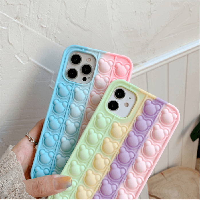 Fidget Toys - Panda Pop it Fidget Multicolor Skal till iPhone 13 Pro - Rosa