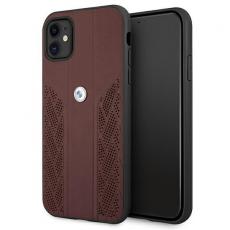 BMW - BMW Läder Curve Perforate Skal iPhone 11 - Röd