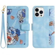 A-One Brand - iPhone 15 Pro Plånboksfodral Flower Pattern - Ljusblå