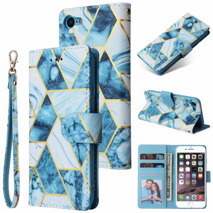 A-One Brand - Marble Grid Plnboksfodral iPhone 7/8/SE 2020 - Bl