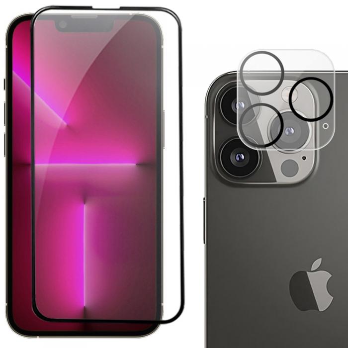 A-One Brand - [2-PACK] iPhone 14 Pro Max Kameralinsskydd i Hrdat glas Svart