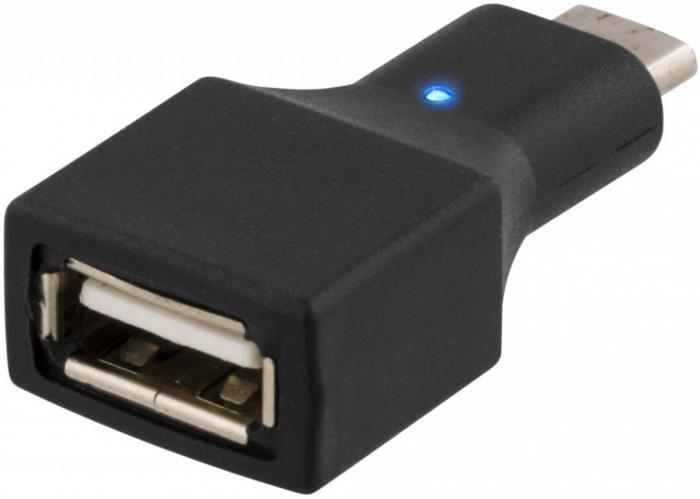UTGATT1 - DELTACO USB 2.0 adapter, USB-C - Typ A hona, svart