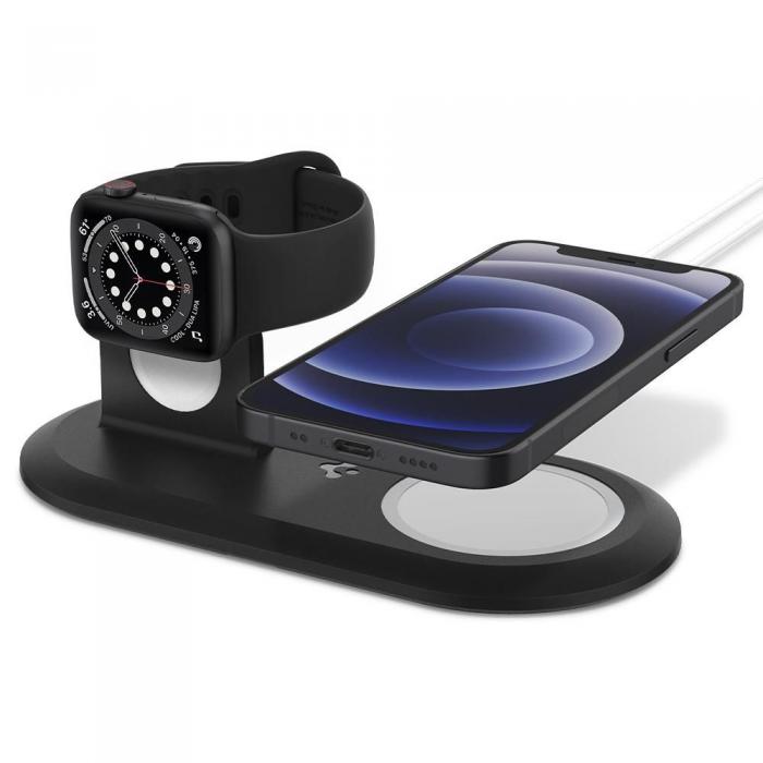 UTGATT1 - Spigen - Magfit Duo Apple Magsafe & Apple Watch Charger Stand - Svart