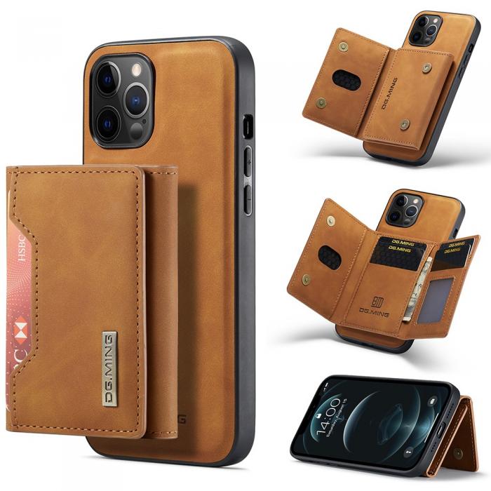 DG.MING - DG.MING iPhone 12 & 12 Pro Tri-fold Wallet Med Kickstand - Brun