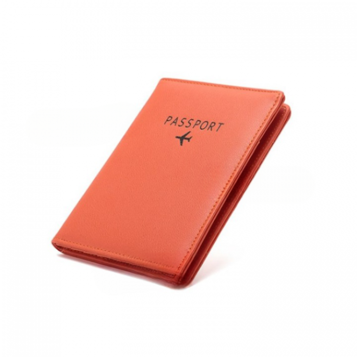 A-One Brand - Passhllare Plnbok RFID Korthllare PU-lder - Orange