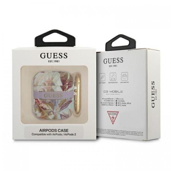 Guess - Guess AirPods Skal Flower Strap Collection - Lila
