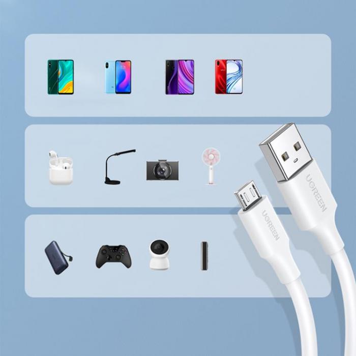 Ugreen - Ugreen USB-A Till Micro-USB Kabel 0.5m - Vit