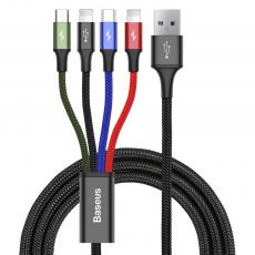 BASEUS - Baseus 4in1 lightning/USB Type C/microUSB Kabel 3.5A 1.2m Svart