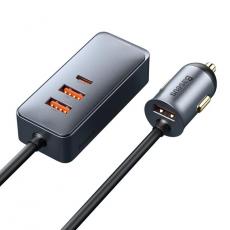 BASEUS - Baseus Power Billaddare USB-C Till 3x USB 120W - Grå