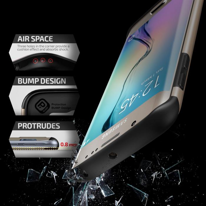 UTGATT5 - Lific Mighty Card Defense Skal till Samsung Galaxy S6 Edge Plus - Guld