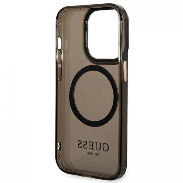 Guess - GUESS iPhone 14 Pro Skal MagSafe Gold Outline Translucent - Svart