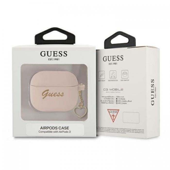 Guess - Guess Silicone Heart Charm Collection Skal Airpods 3 - Rosa