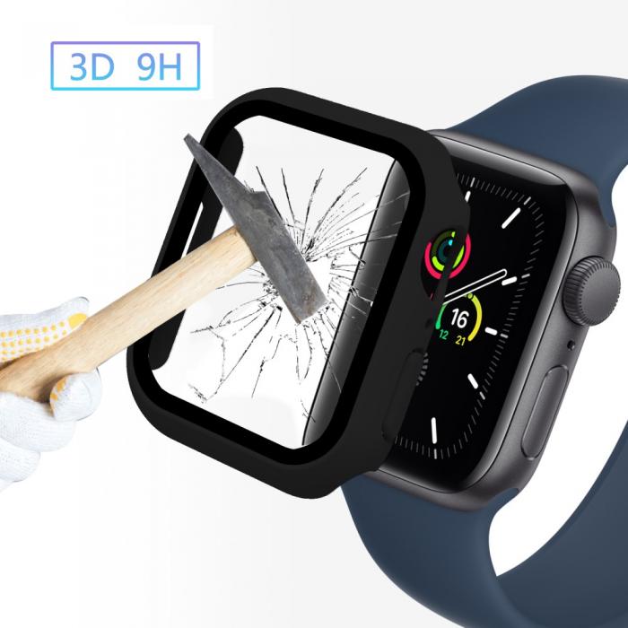 A-One Brand - Apple Watch 7 (45mm) 2-i-1 Skal + Hrdat glas - Svart