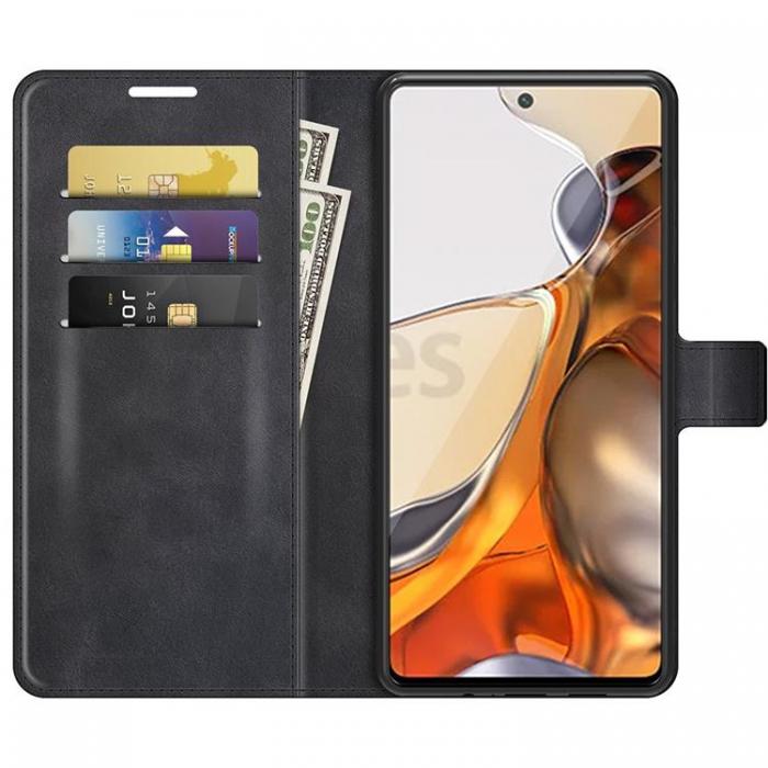 A-One Brand - Folio Flip Lder Fodral Xiaomi 11T / 11T Pro - Svart