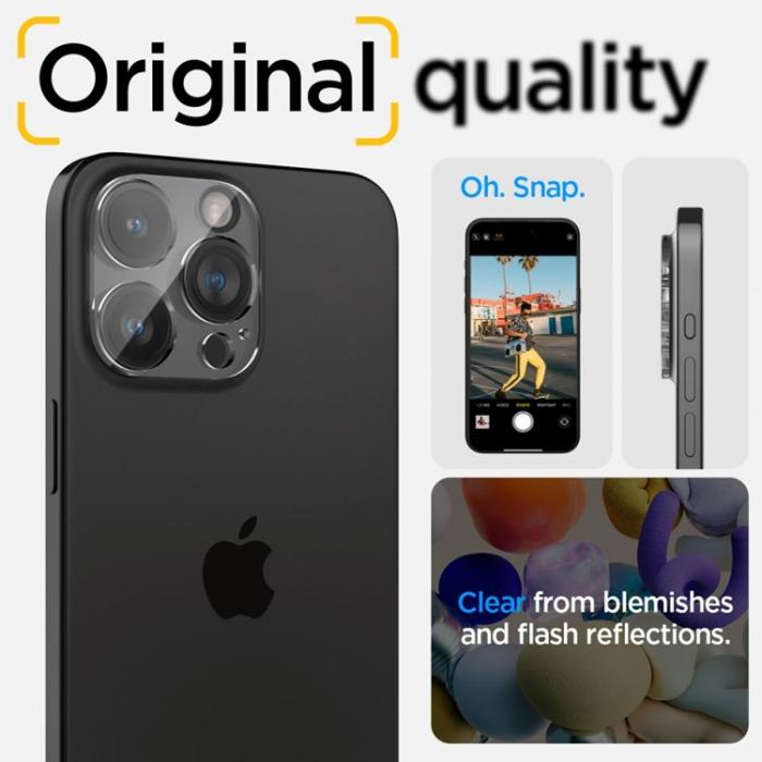 Spigen - [2-PACK] Spigen iPhone 15 Pro/15 Pro Max Kameralinsskydd i Hrdat Glas - Clear
