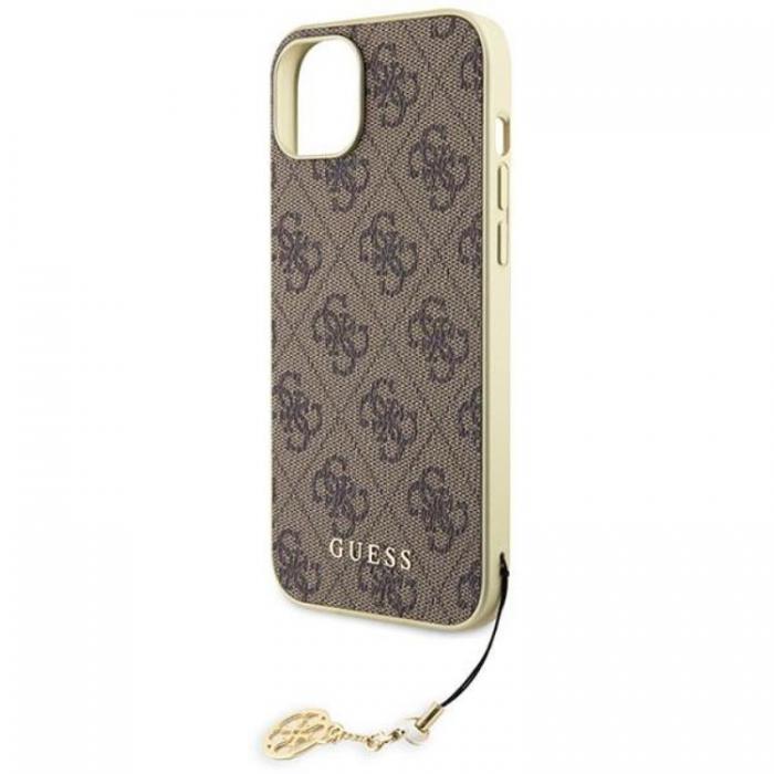 Guess - Guess iPhone 15 Mobilskal 4G Charm Collection - Brun