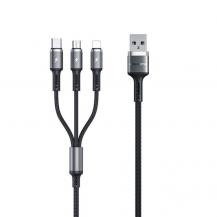 WK Design&#8233;WK Design 3in1 Micro USB Typ-C Lightning Kabel 1.2m - Svart&#8233;