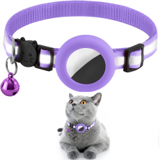 A-One Brand - Airtag Skal Silikon Cat Collar med Breakaway Bell - Lila