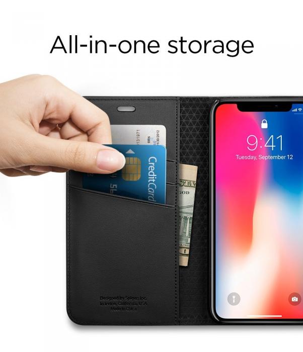 UTGATT5 - Spigen Wallet S Plnboksfodral till Apple iPhone XS / X - Svart