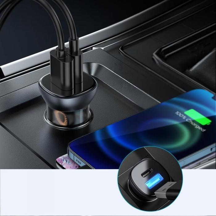 UTGATT4 - Joyroom mini dual port USB Type C/USB 38 W 3 A car charger si