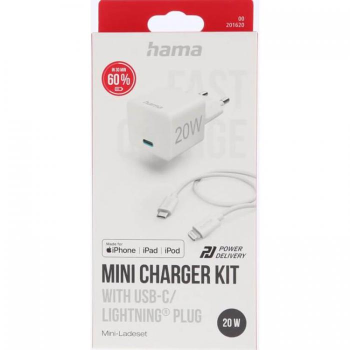 Hama - Hama Snabb Vggladdare USB-C 220V USB-C/Lightning Kabel 1m