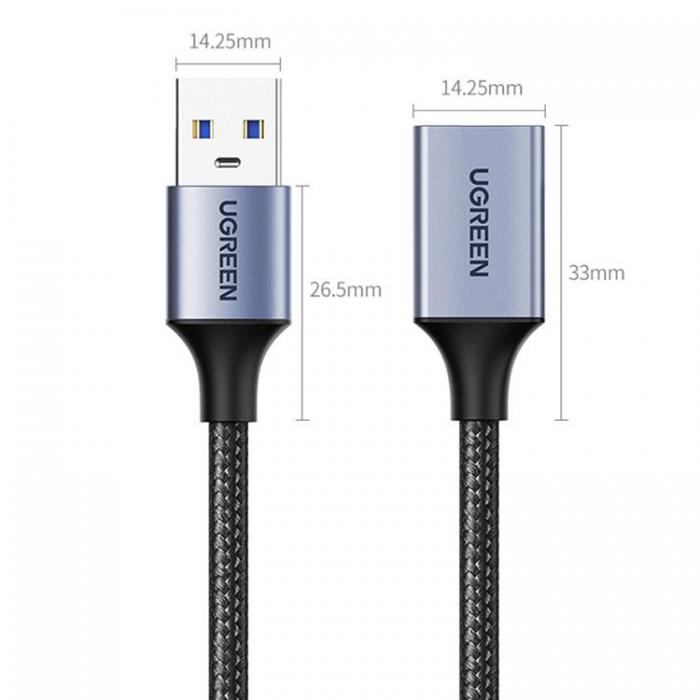 Ugreen - Ugreen USB-A (Male) Till USB-A (Female) Kabel 1m - Gr