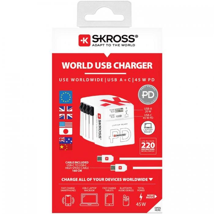 SKross - SKROSS World Adapter USB-A/USB-C 45W - Vit