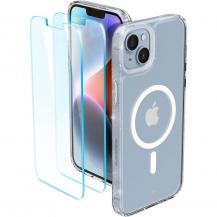 Spigen - Spigen iPhone 14 Skärmskydd i Härdat Glas 2-Pack + Magsafe Skal Cyrill
