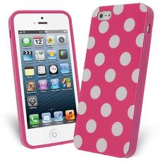 A-One Brand - FlexiCase Skal till Apple iPhone 5/5S/SE - Polkadots (Hot Pink)
