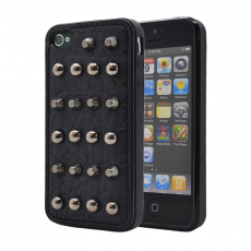 A-One Brand - Studded leather pattern FlexiSkal till Apple iPhone 4S/4 (Point Dots)
