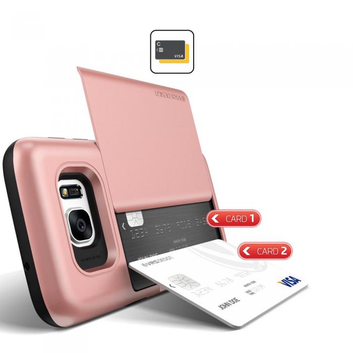 UTGATT5 - Verus Damda Glide Card Slot Skal till Samsung Galaxy S7 - Rose Gold