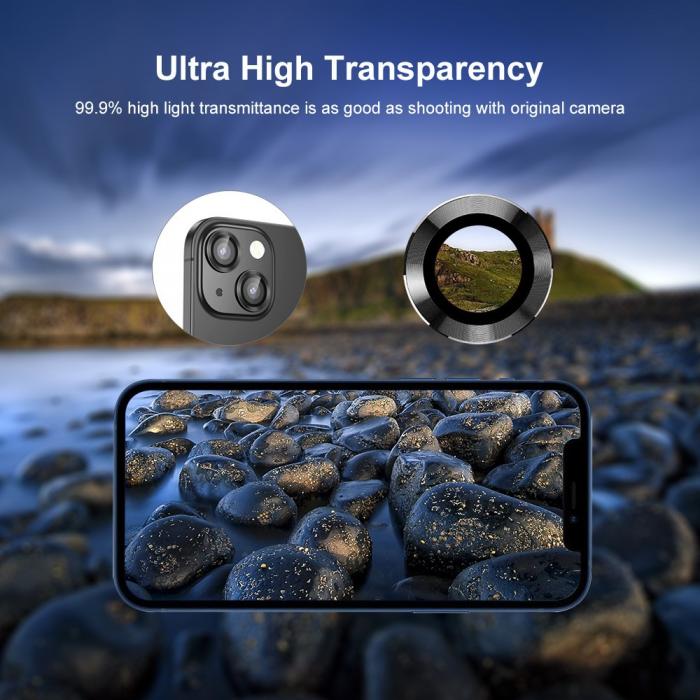 A-One Brand - iPhone 13 / iPhone 13 Mini Kameralinsskydd i Hrdat glas - Svart