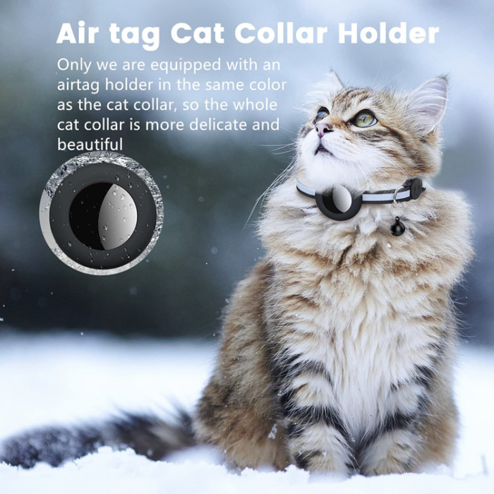 A-One Brand - Airtag Skal Silikon Cat Collar med Breakaway Bell - Grn
