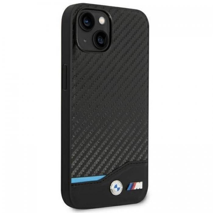 BMW - BMW iPhone 14 Skal Lder Carbon - Svart